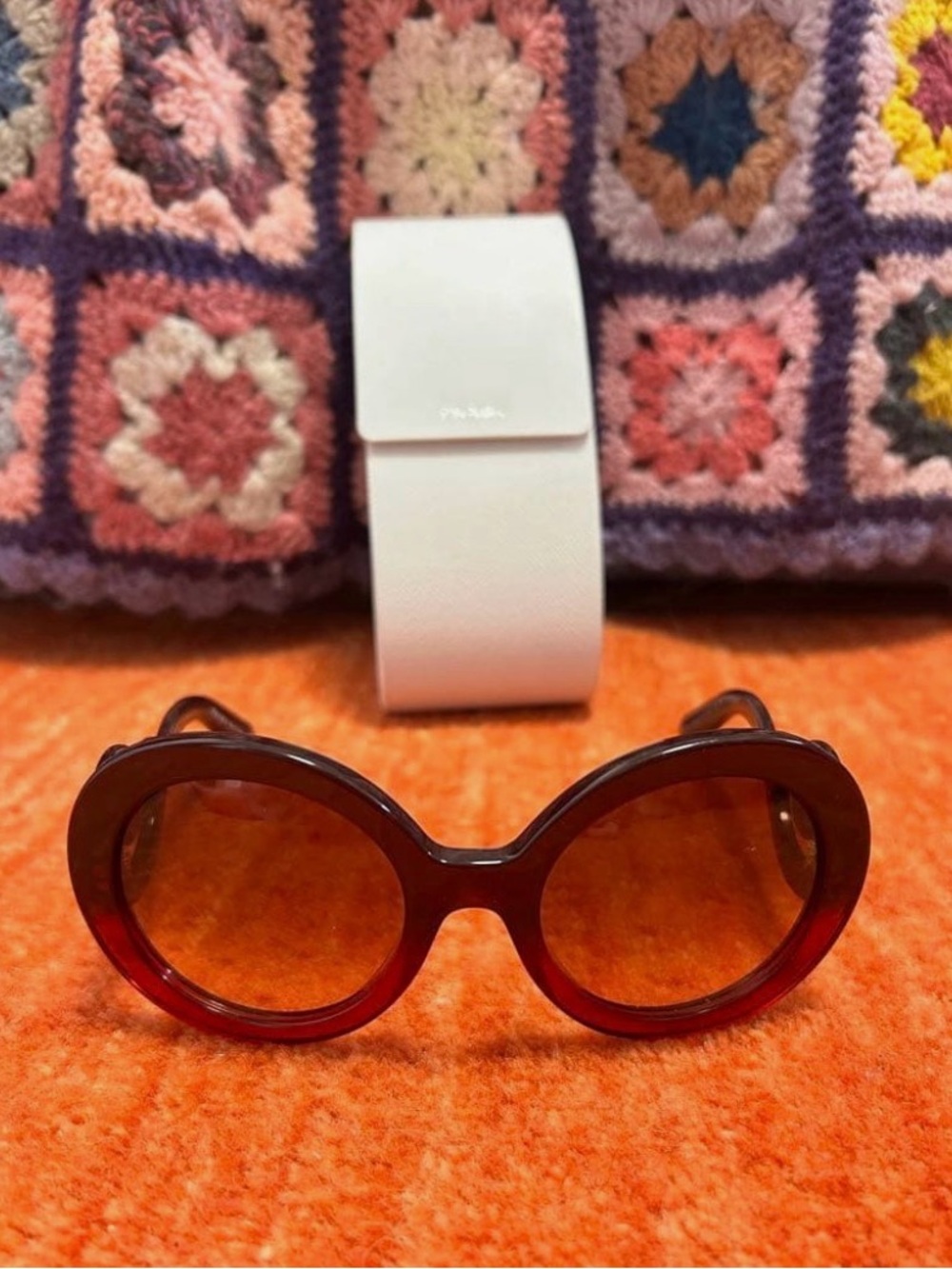 Prada Tortoise Shell Round Baroque Sunglasses SPR 27N